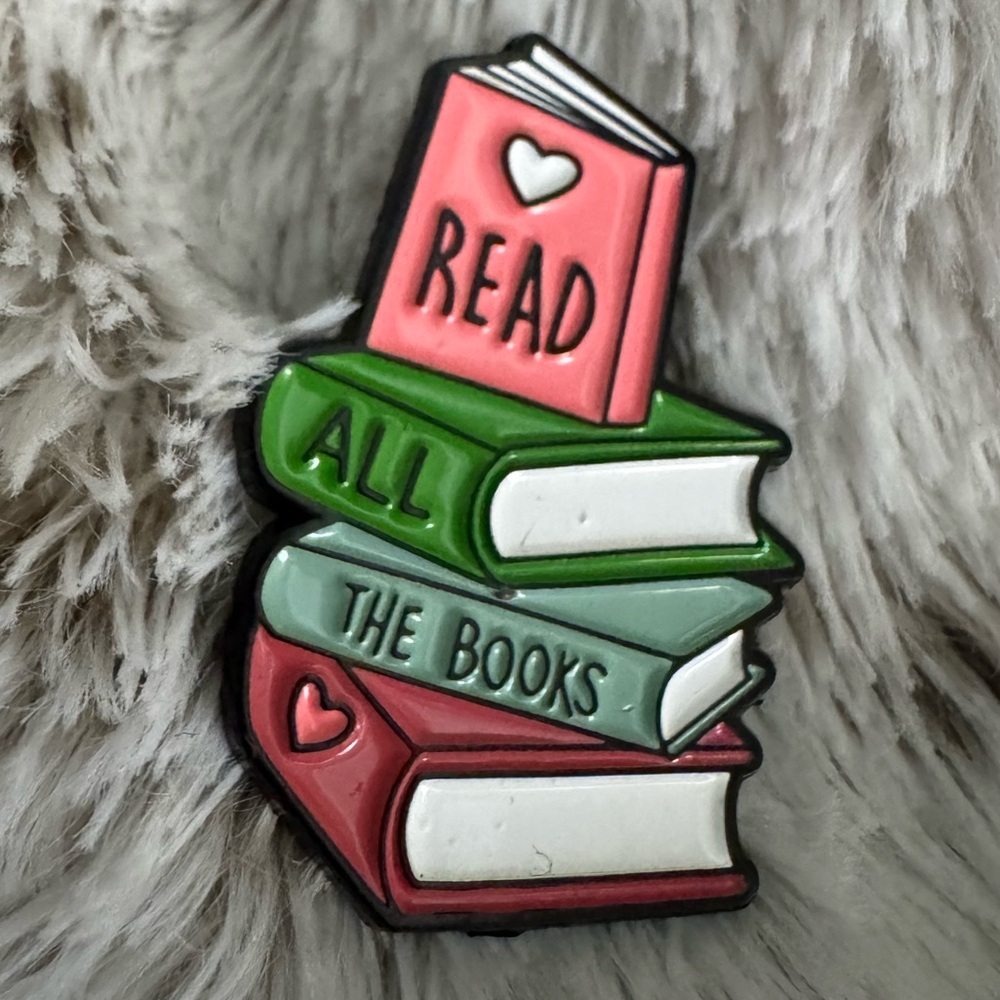 READ ALL THE BOOKS Colorful Book Stack Enamel Pin